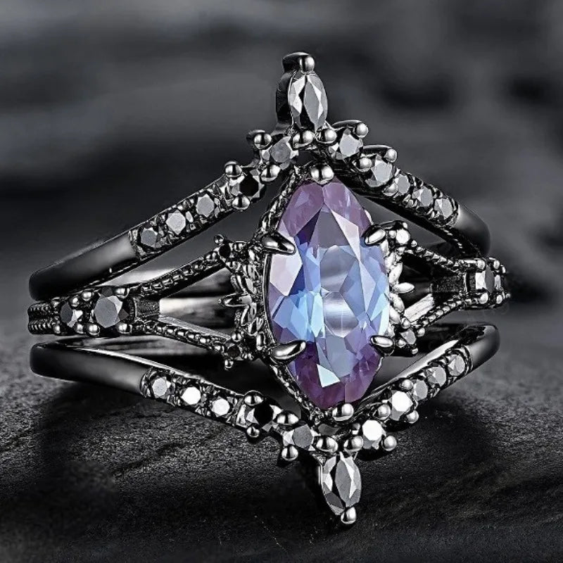 Black Stone Ring Set