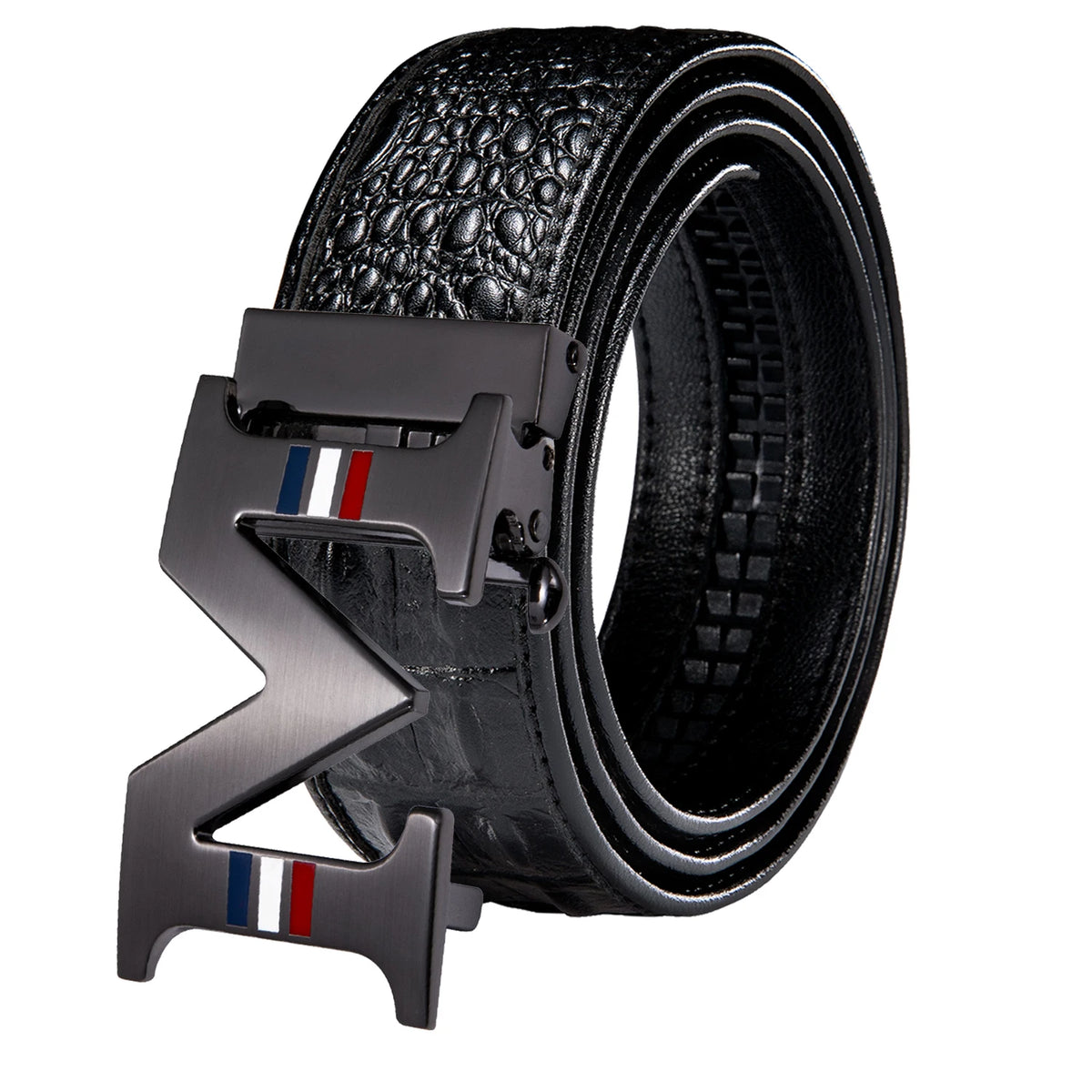 Men's Crocodile Leather Belt with Gold Buckle