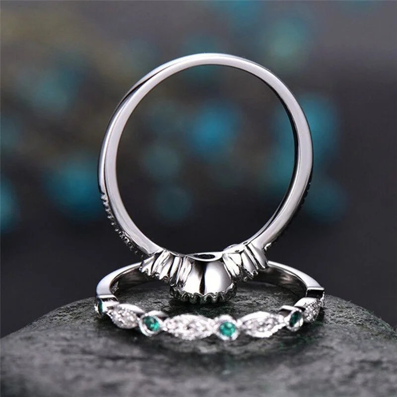 Emerald Zircon Sterling Silver Ring
