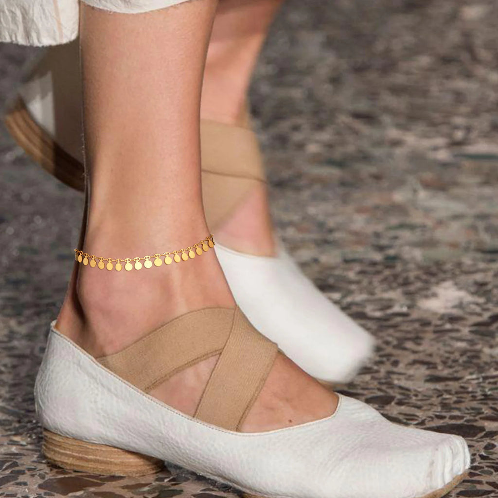 Waterproof Coin Charm Anklet