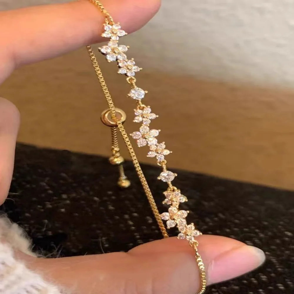 🌸 Zircon Flower Alloy Bracelet