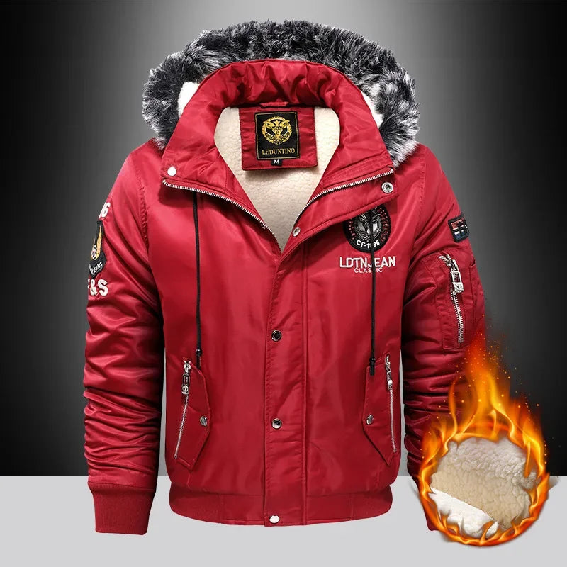 Men's Slim Fit Hooded Fleece Parka