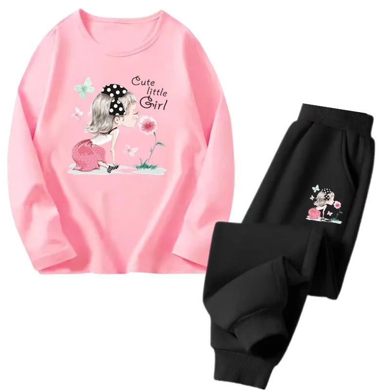Girls Ballet Print Top & Pants Set