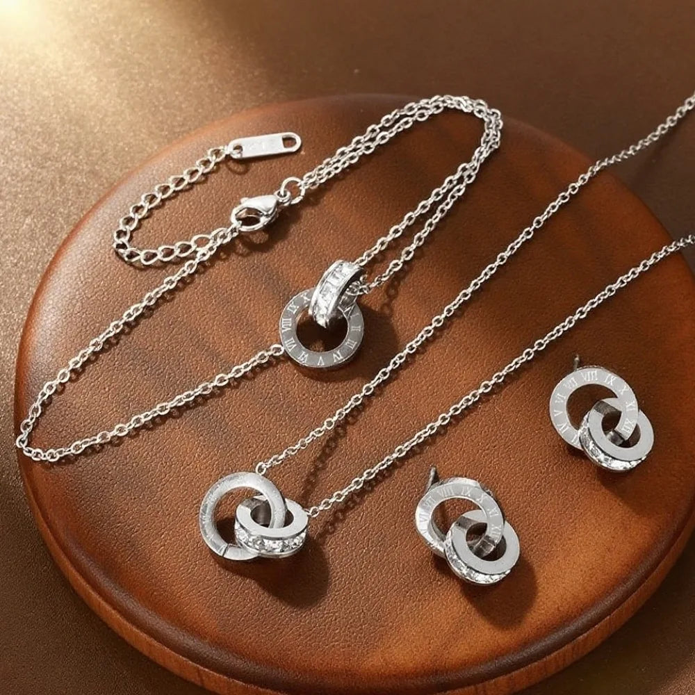 🔢 Roman Numerals Jewelry Set