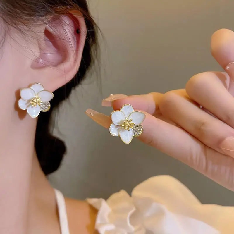Colorful Enamel Big Flower Earrings