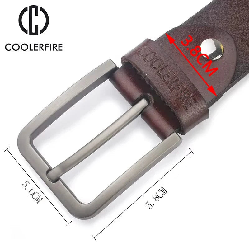 Men's Cowhide Leather Jeans Belt
