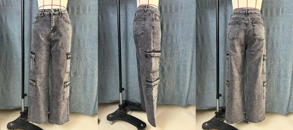 Asymmetric Multi-Pocket Cargo Jeans