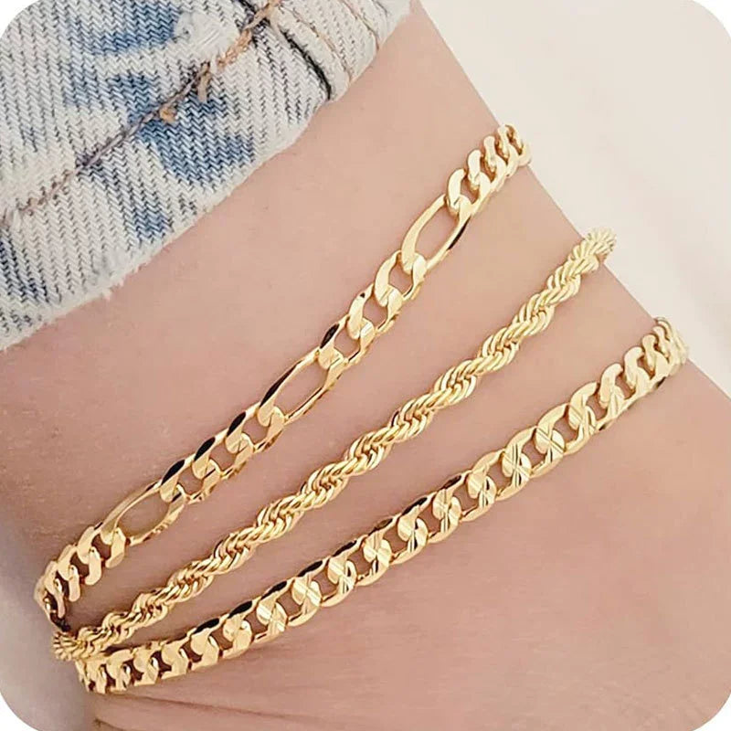 14K Gold Plated Waterproof Chain Anklet