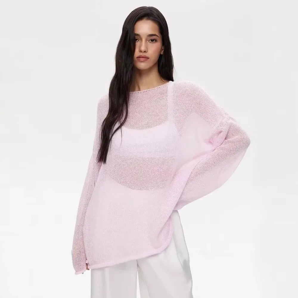 Sheer Flared Sleeve Knit Top