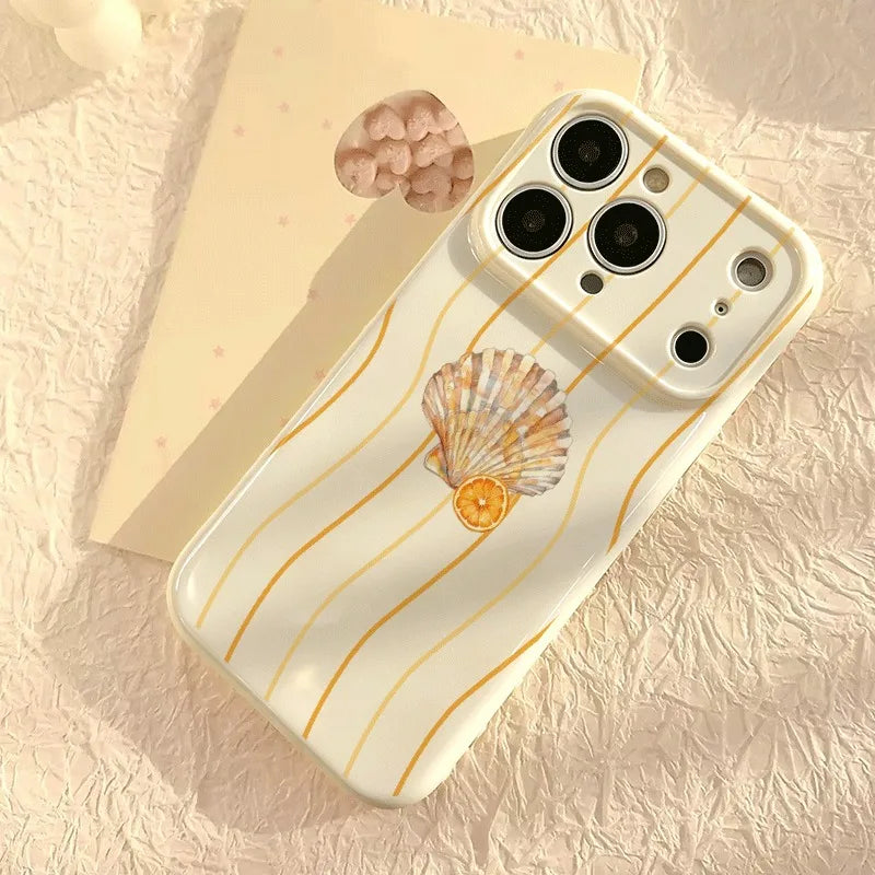 🍊 Watercolor Orange Scallop Phone Case