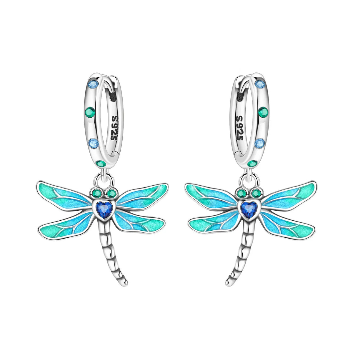 925 Silver Purple Butterfly Drop Earrings