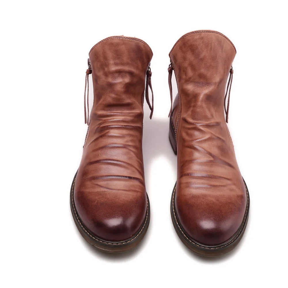 Men's Retro Leather Ankle Boots