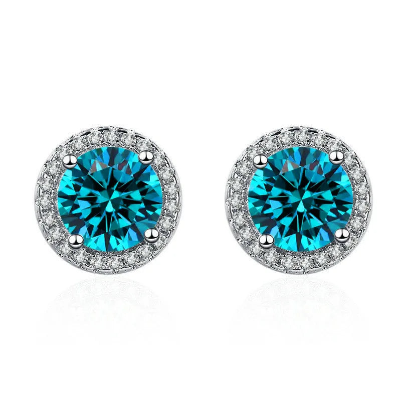925 Silver Colored Zircon Stud Earrings