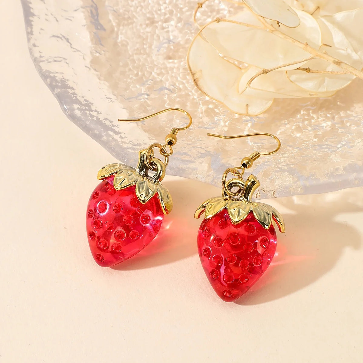 Sweet Strawberry Bow Drop Earrings