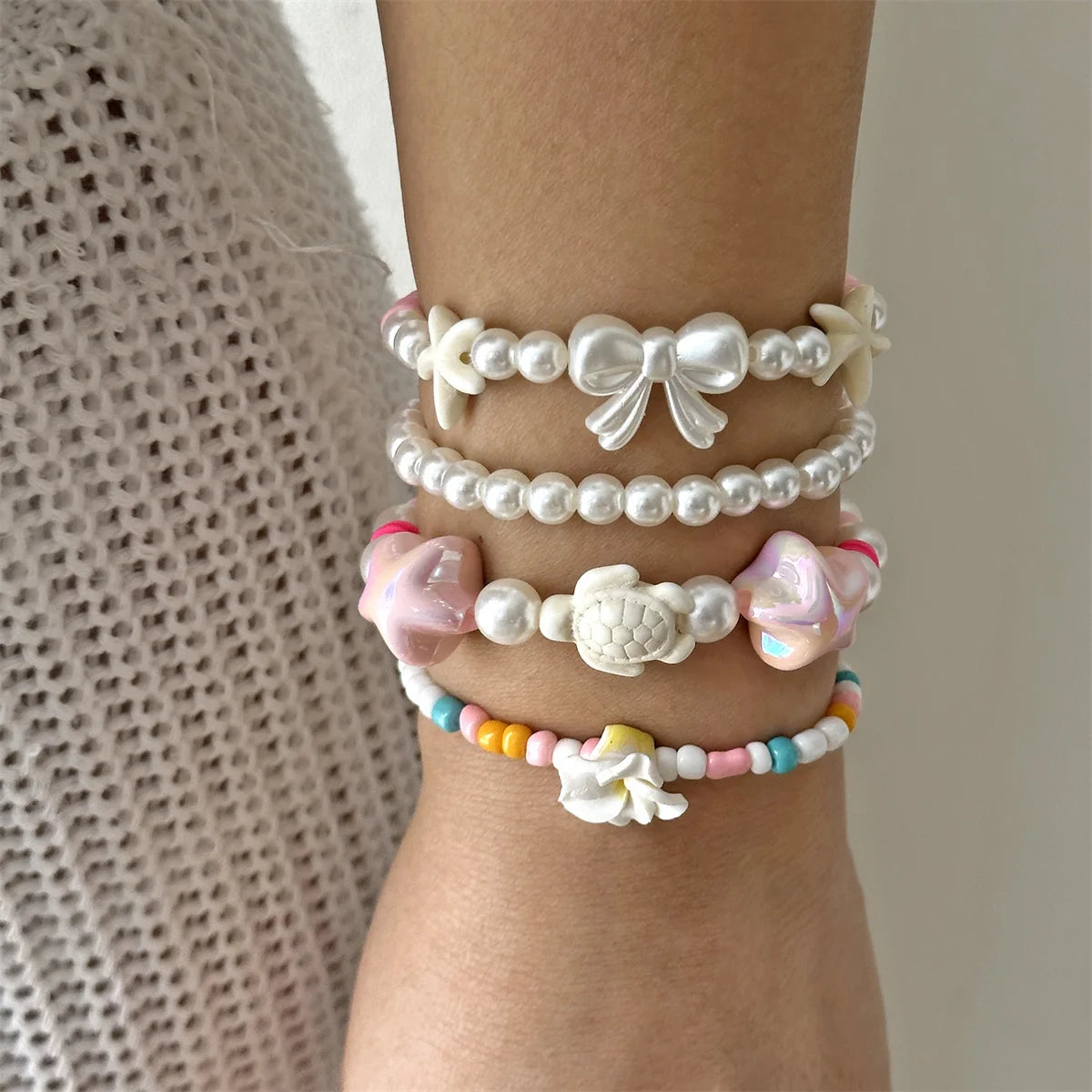 🐚 Beach Shell Starfish Bracelet Set