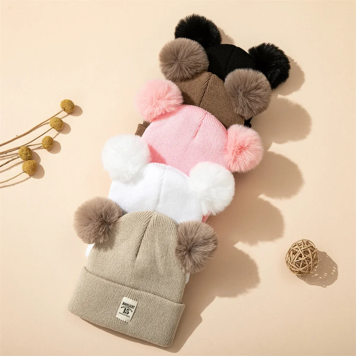 Baby Double Pom Knit Hat