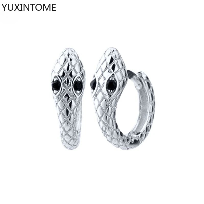 925 Silver Black Zircon Charm Hoops