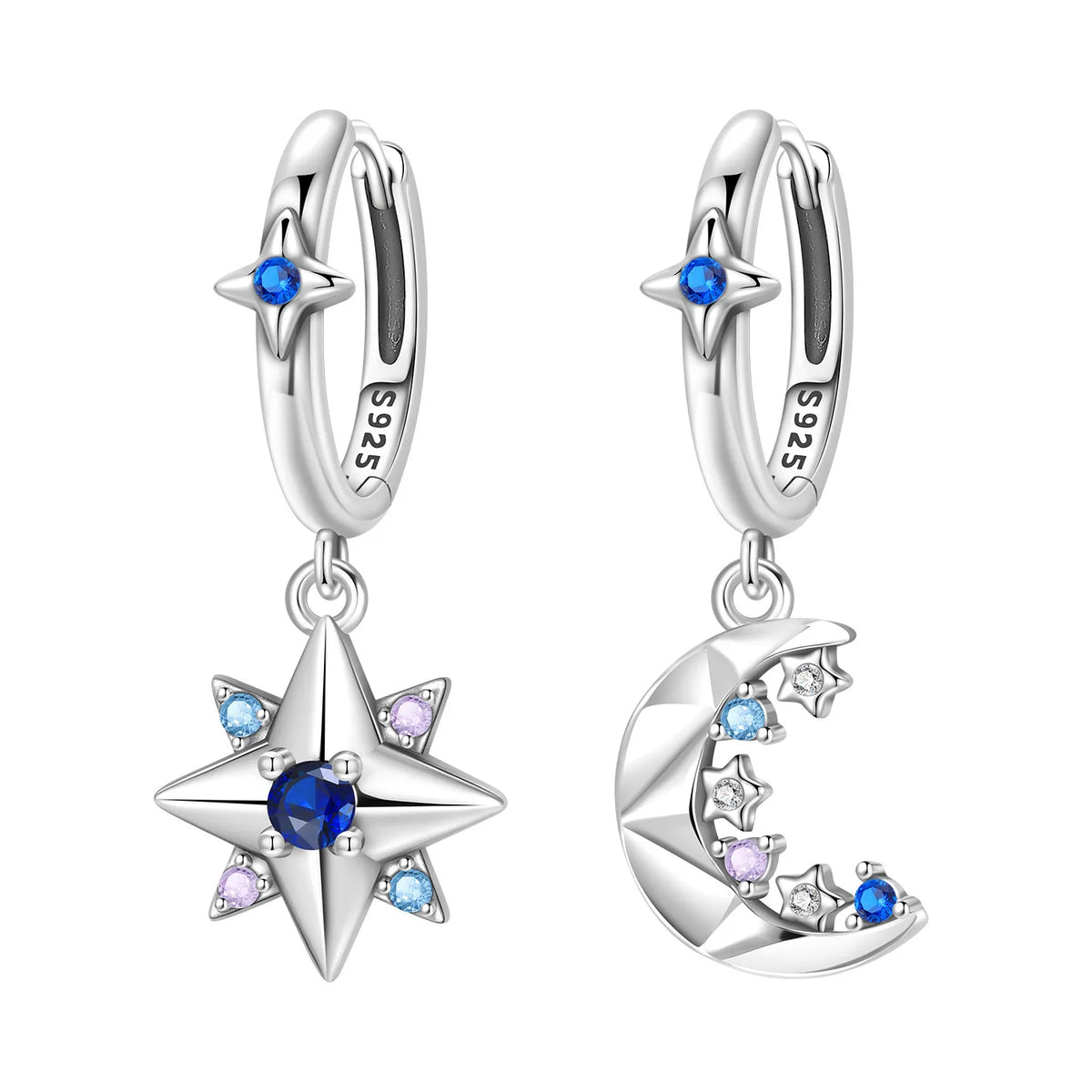 925 Silver Purple Hydrangea Earrings
