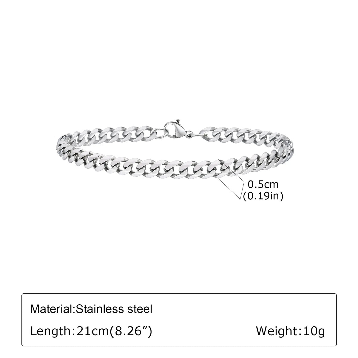 Men's Silver Stainless Steel Chain Bracelet