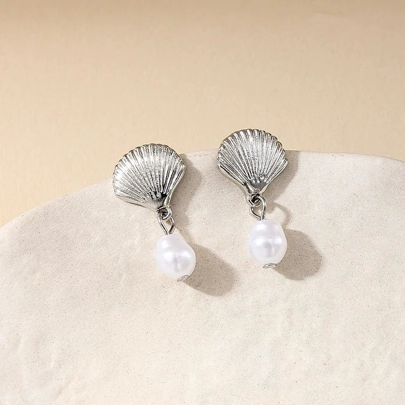 Starfish & Pearl Drop Earrings
