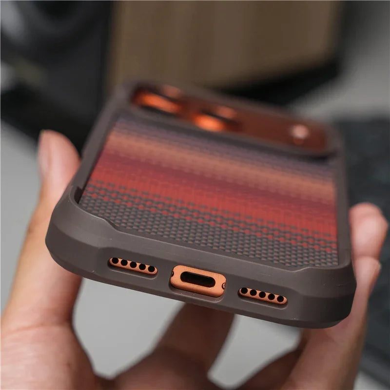 🧬 Geometric Tech Woven Magnetic Case