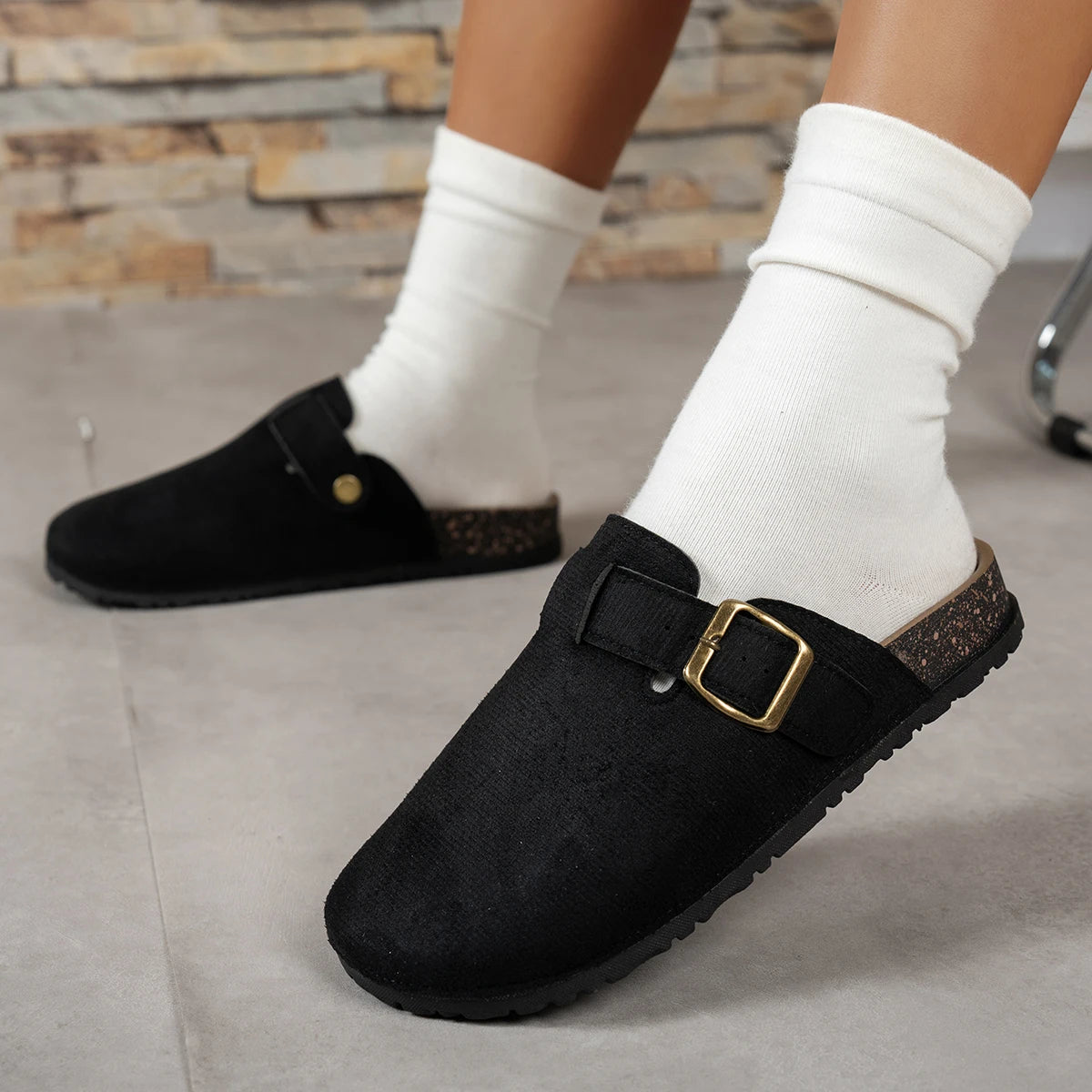 Women's Thick-Soled Buckle Slippers