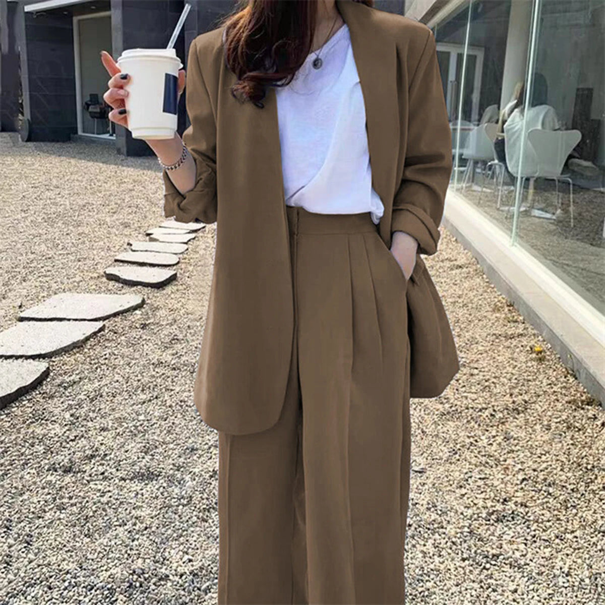 Women's Business Suit – Jacket & Wide-Leg Pants