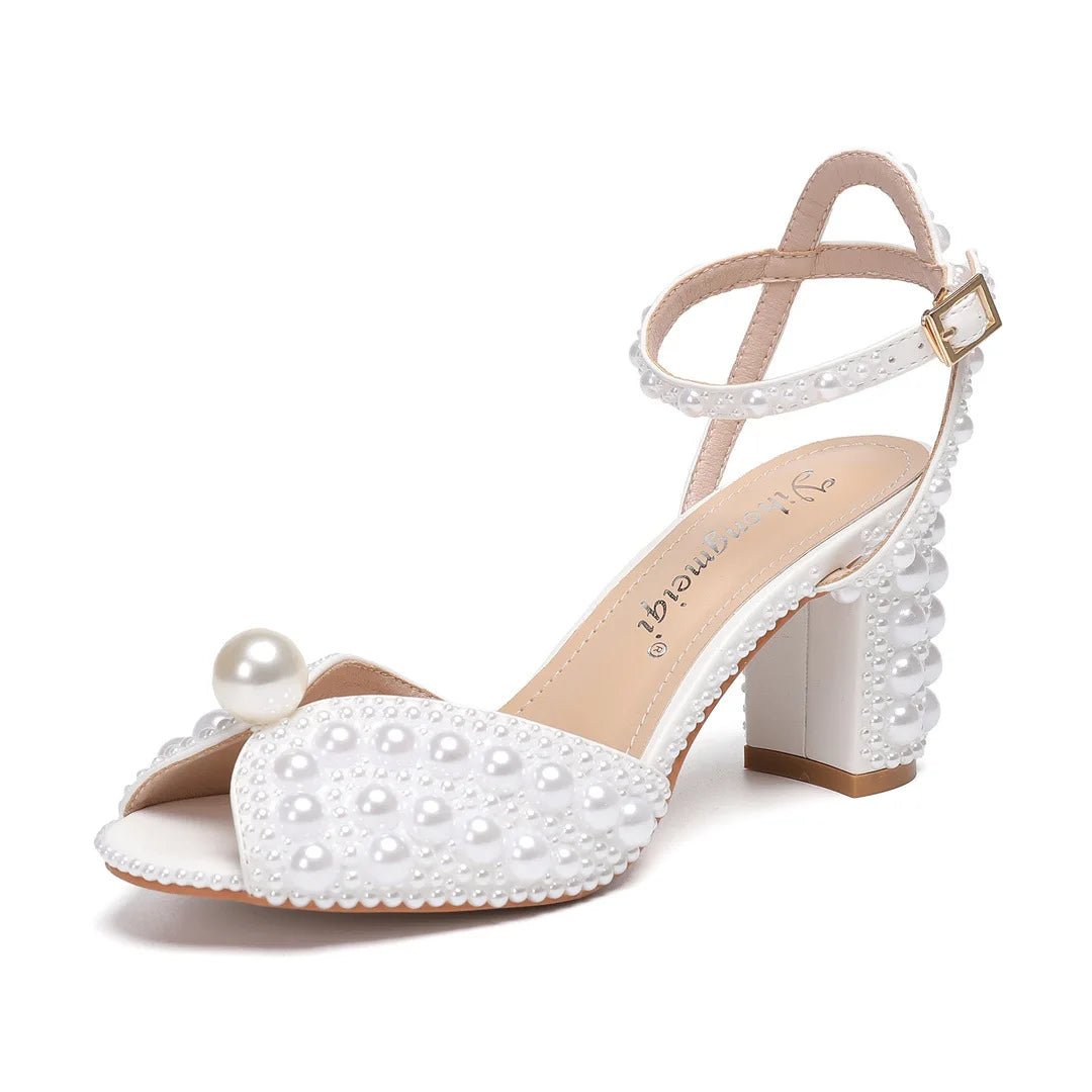 Women's Pearl Diamond Wedding Heels