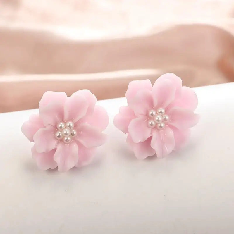 Colorful Enamel Big Flower Earrings
