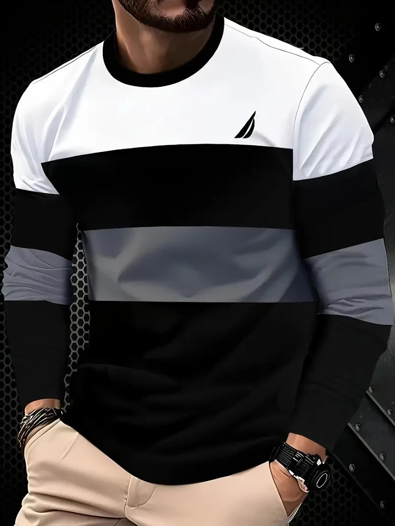 Men's Oversized Striped Long Sleeve Tee