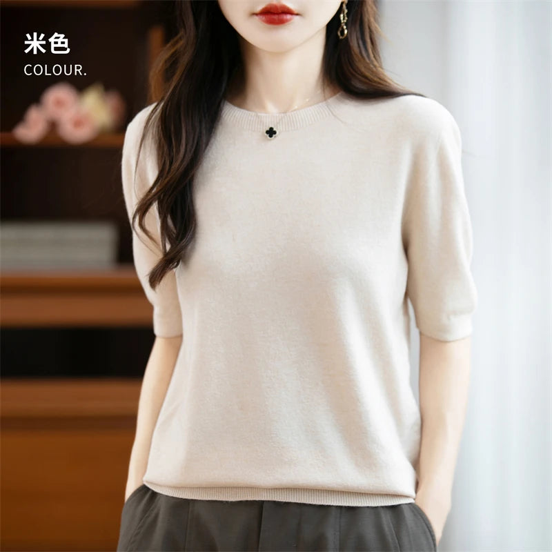 100% Merino Wool Short Sleeve Sweater