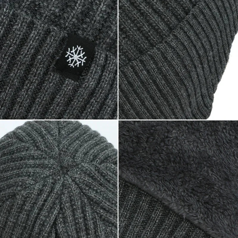 Men's Velvet-Lined Knit Hat with Ear Flaps