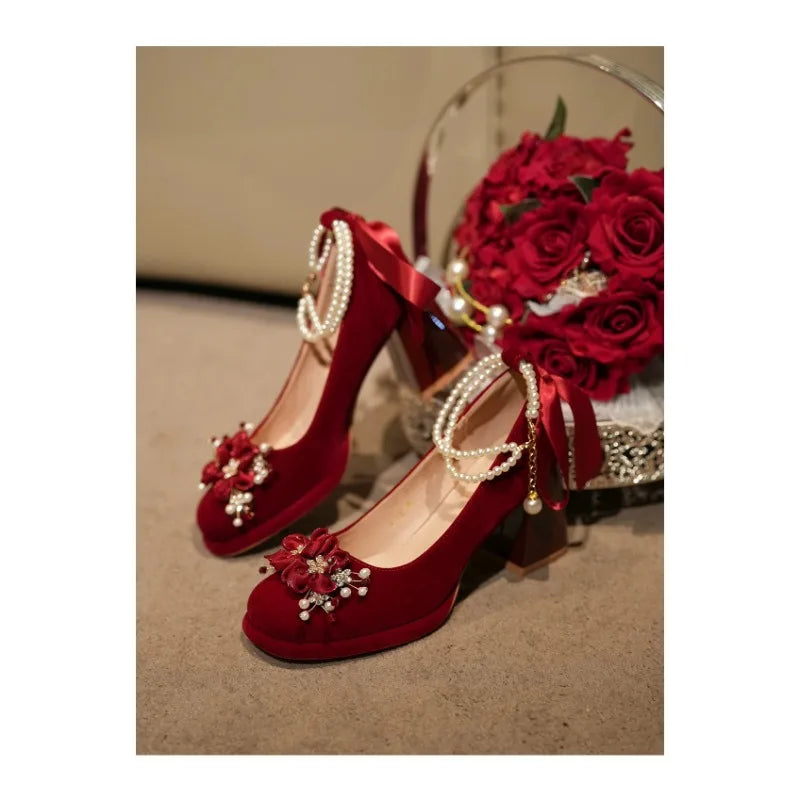 Red Wedding Mary Jane Heels