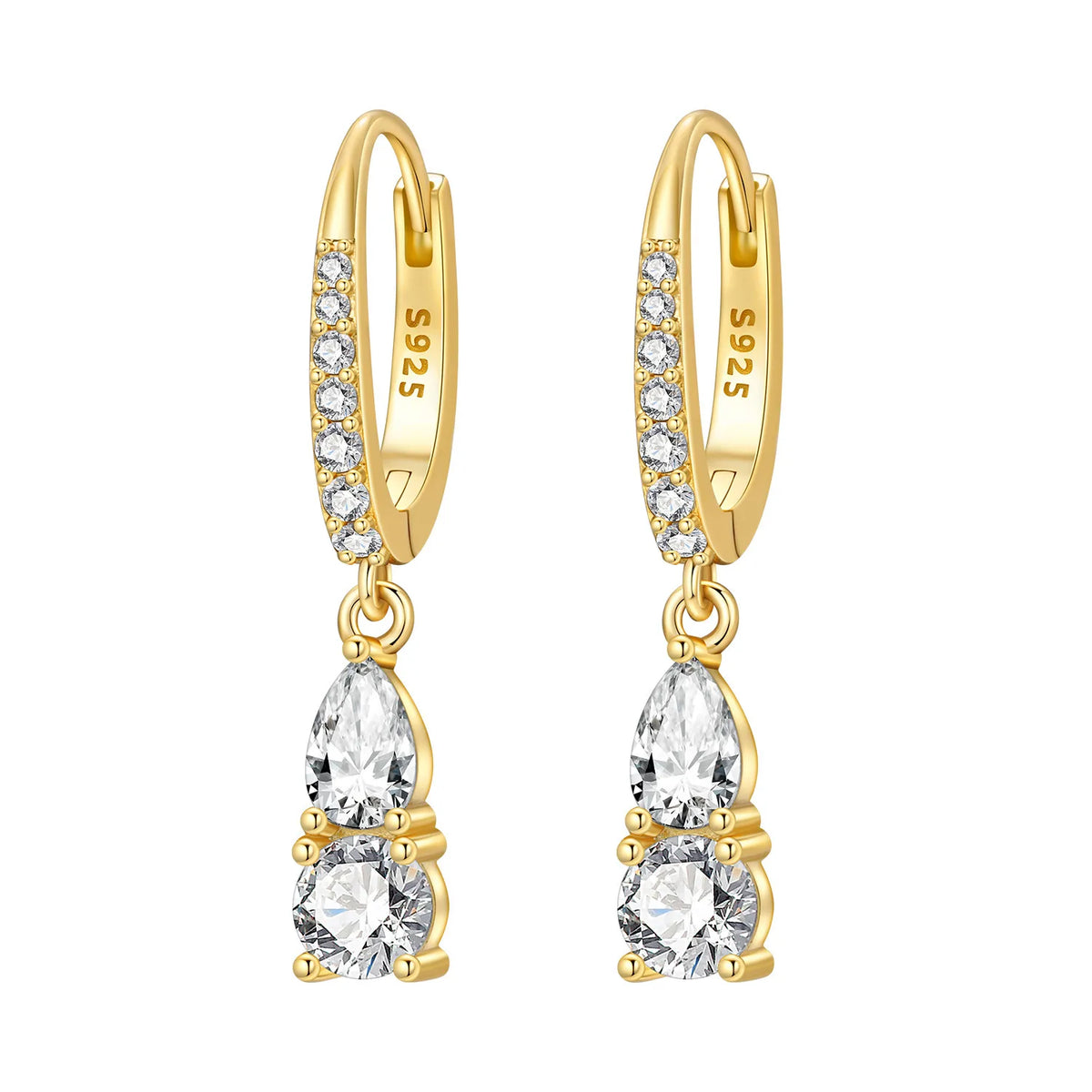 925 Silver 18K Gold Water Drop Earrings