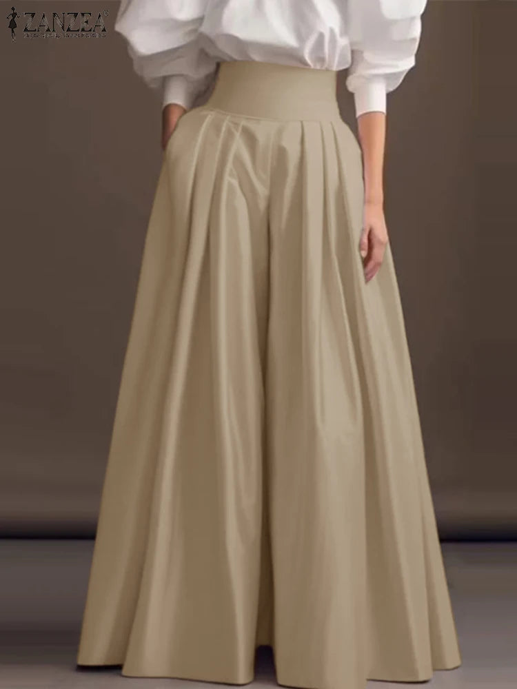 High Waist Pleated Office Trousers