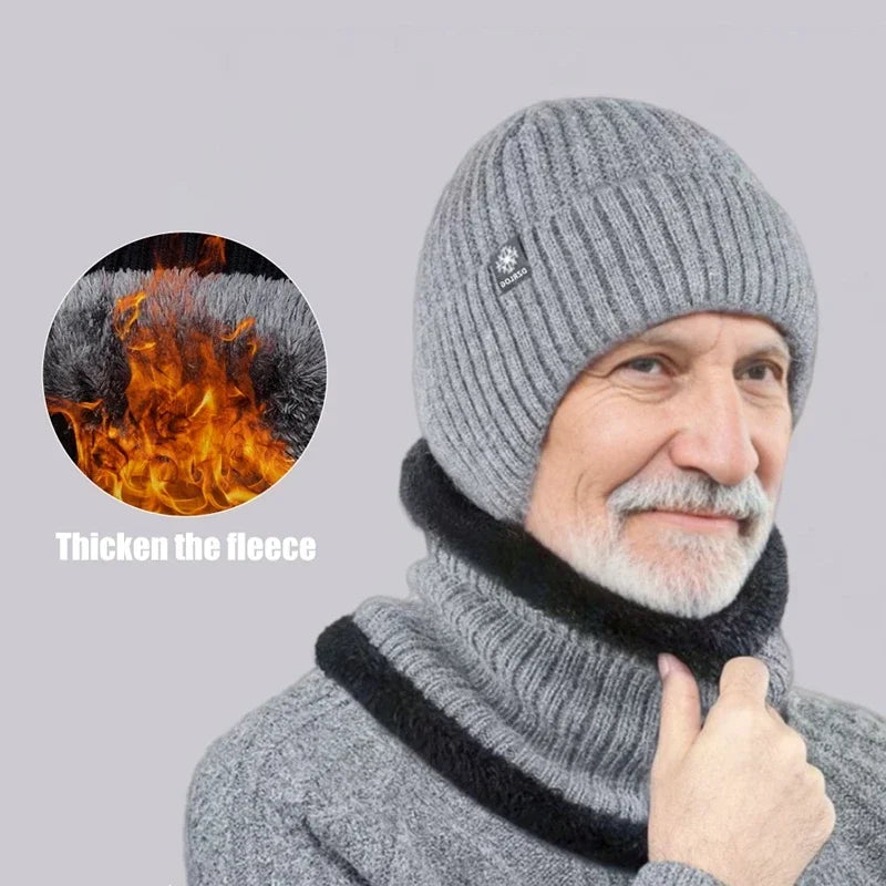 Men's Velvet-Lined Knit Hat with Ear Flaps