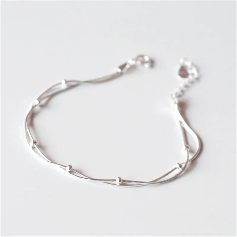 ⭕ S925 Zircon Double Circle Charm Bracelet