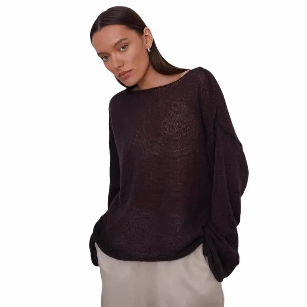 Sheer Flared Sleeve Knit Top