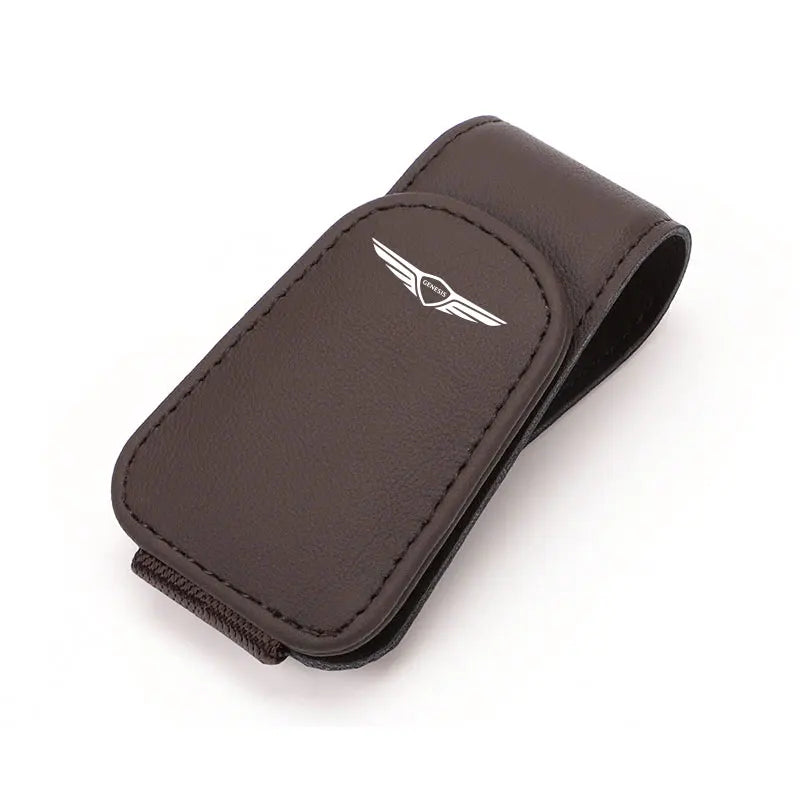 😎 Leather Sun Visor Glasses Clip