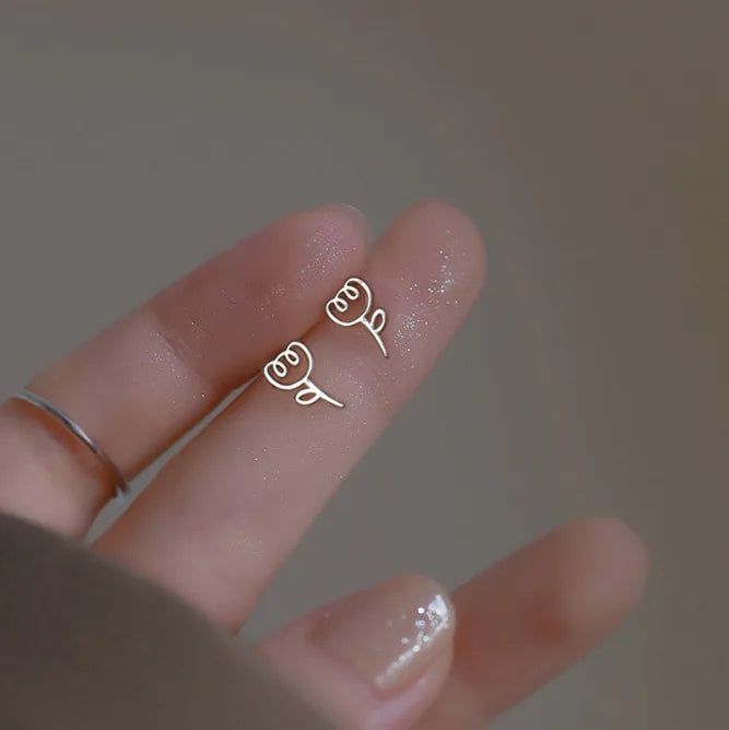 Tiny Metal Charm Stud Earrings