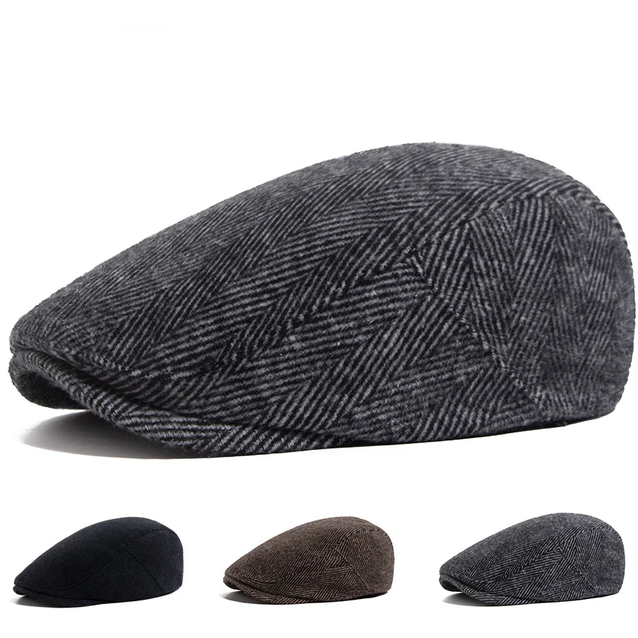 Herringbone Newsboy Beret Cap