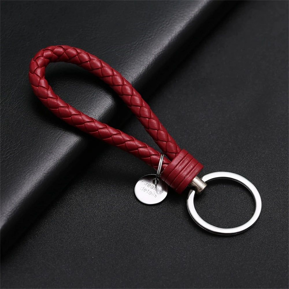 Braided Leather Rope Keychain