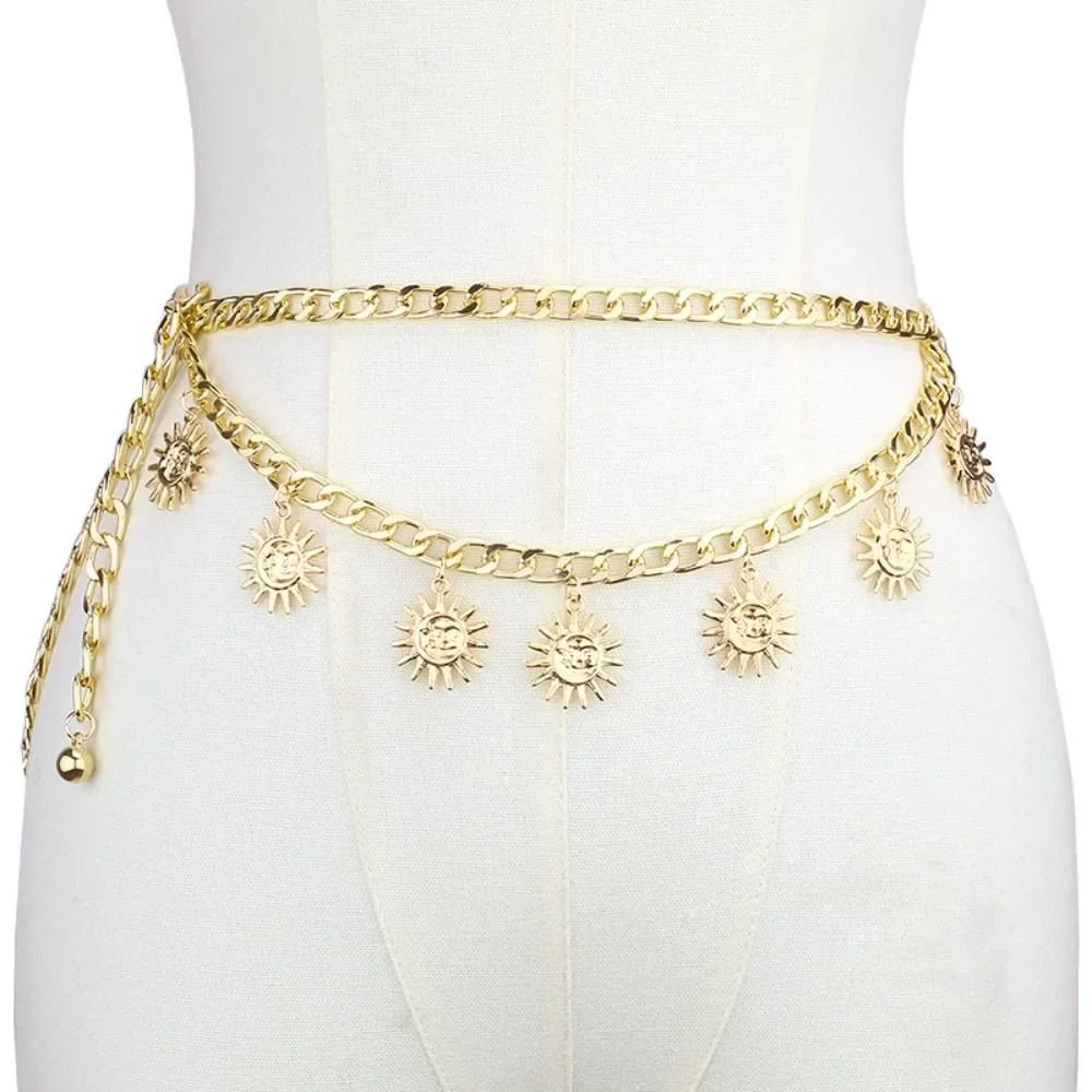 Vintage Sun Metal Waist Chain Belt