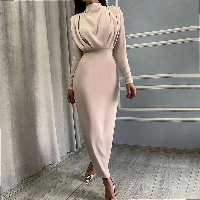 Elegant Long Sleeve Waisted Dress