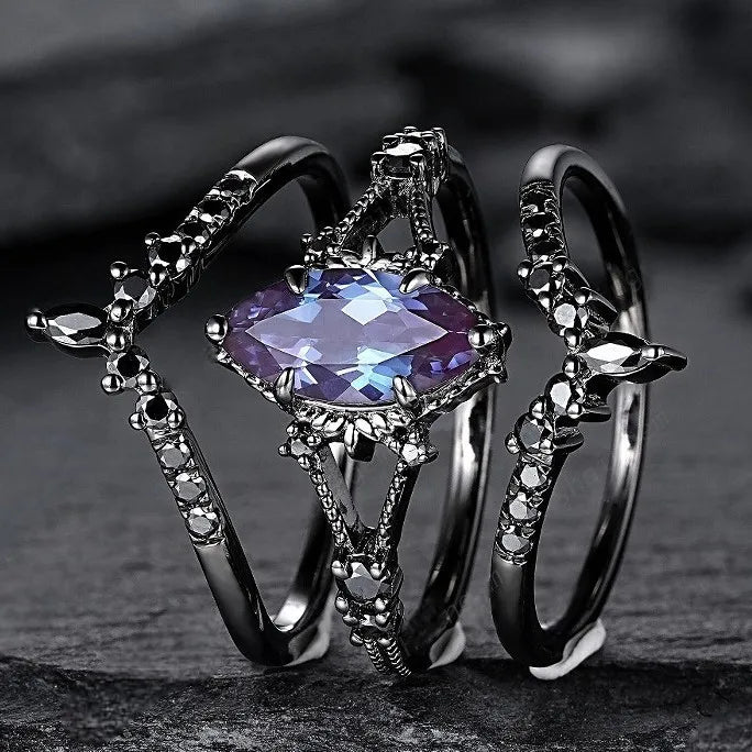 Black Stone Ring Set