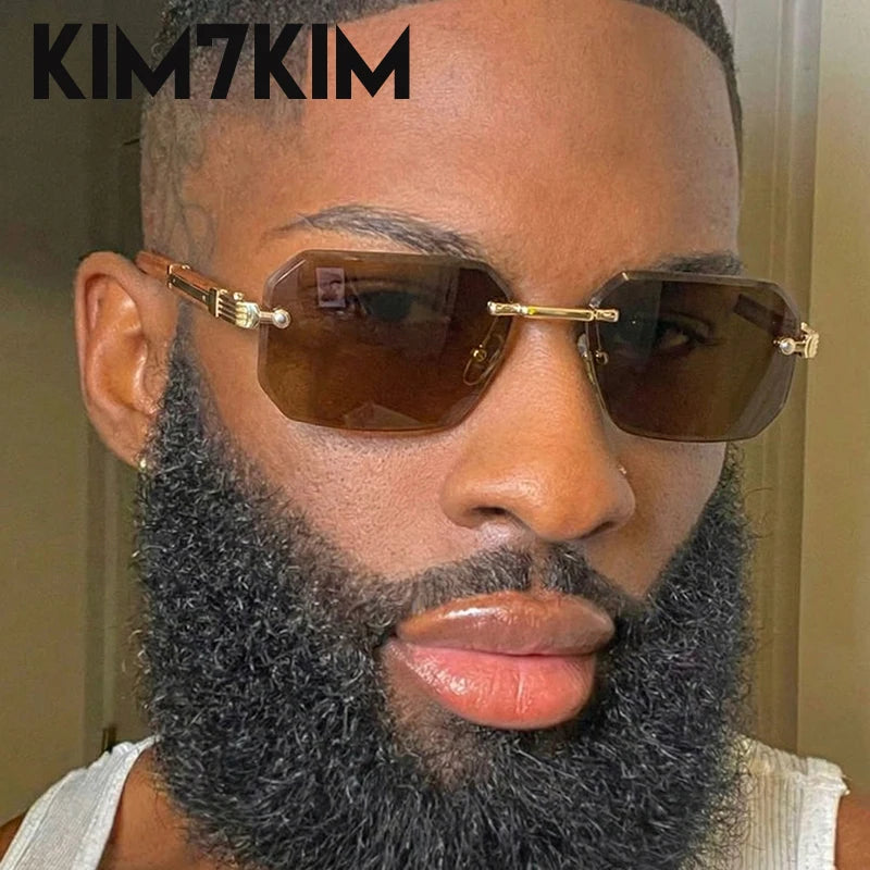 Men's Rimless Rectangle Sunglasses