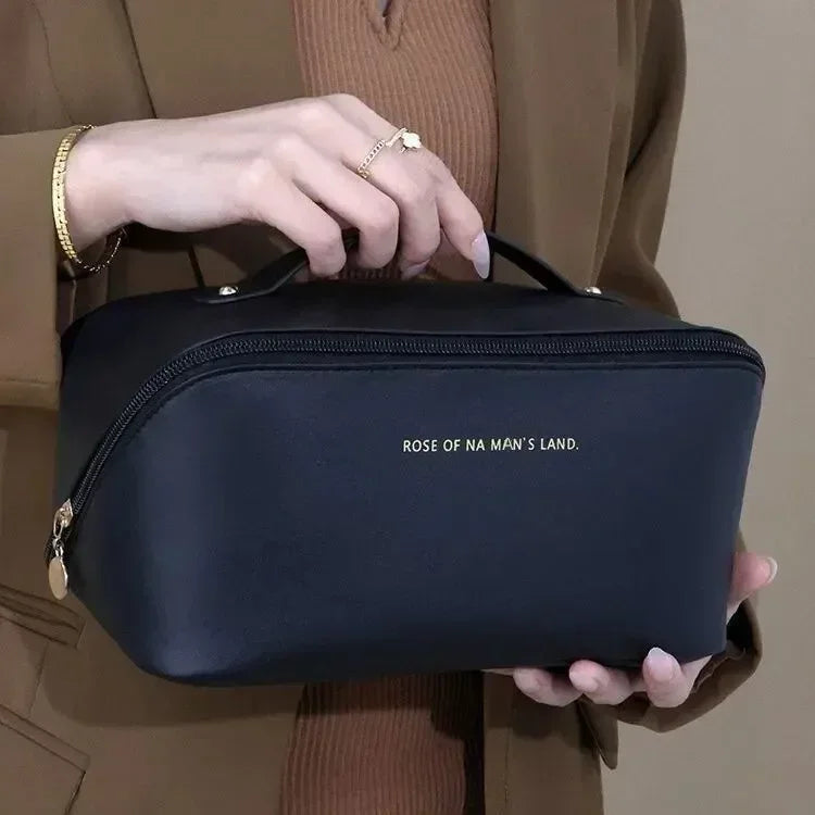 Large Leather Travel Makeup Bag