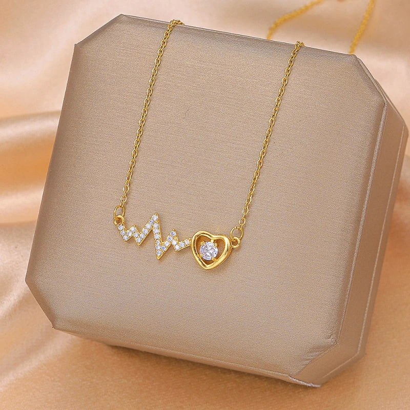 ⚡ Heart Electrocardiogram Pendant Necklace