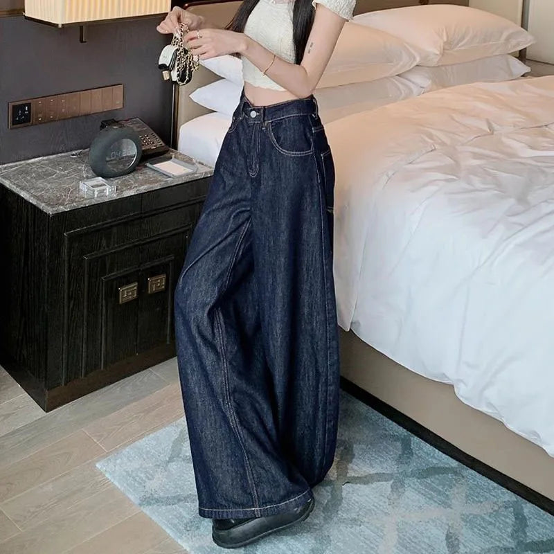 Deep Blue Washed Baggy Jeans