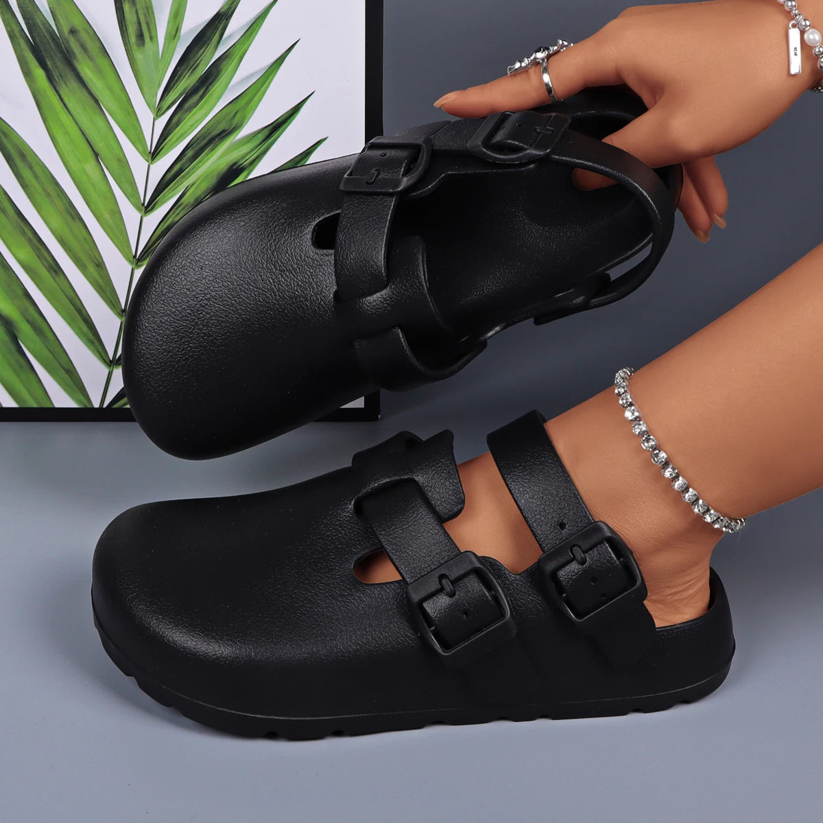 Women's Platform Buckle Clogs